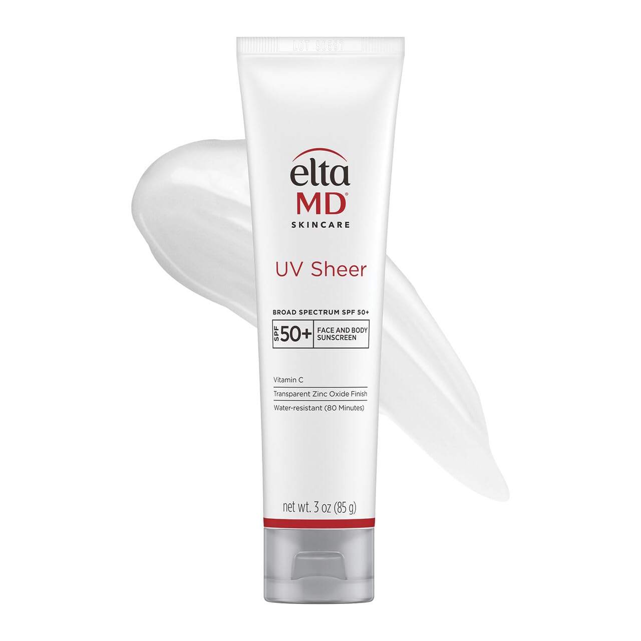 EltaMD UV Sheer Face and Body Sunscreen SPF 50+, Oil Free, No White Cast Sunscreen for Face and Body, Zinc Oxide Formula, 3.0 oz Tube Beauty & Personal Care EltaMD
