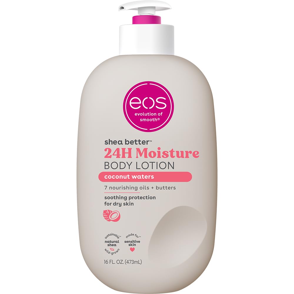 eos Shea Better Body Lotion Coconut Waters 16oz – 24H Moisture, Lightweight & Non-Greasy, Natural Shea, Vegan Coconut Body Lotion Beauty & Personal Care eos