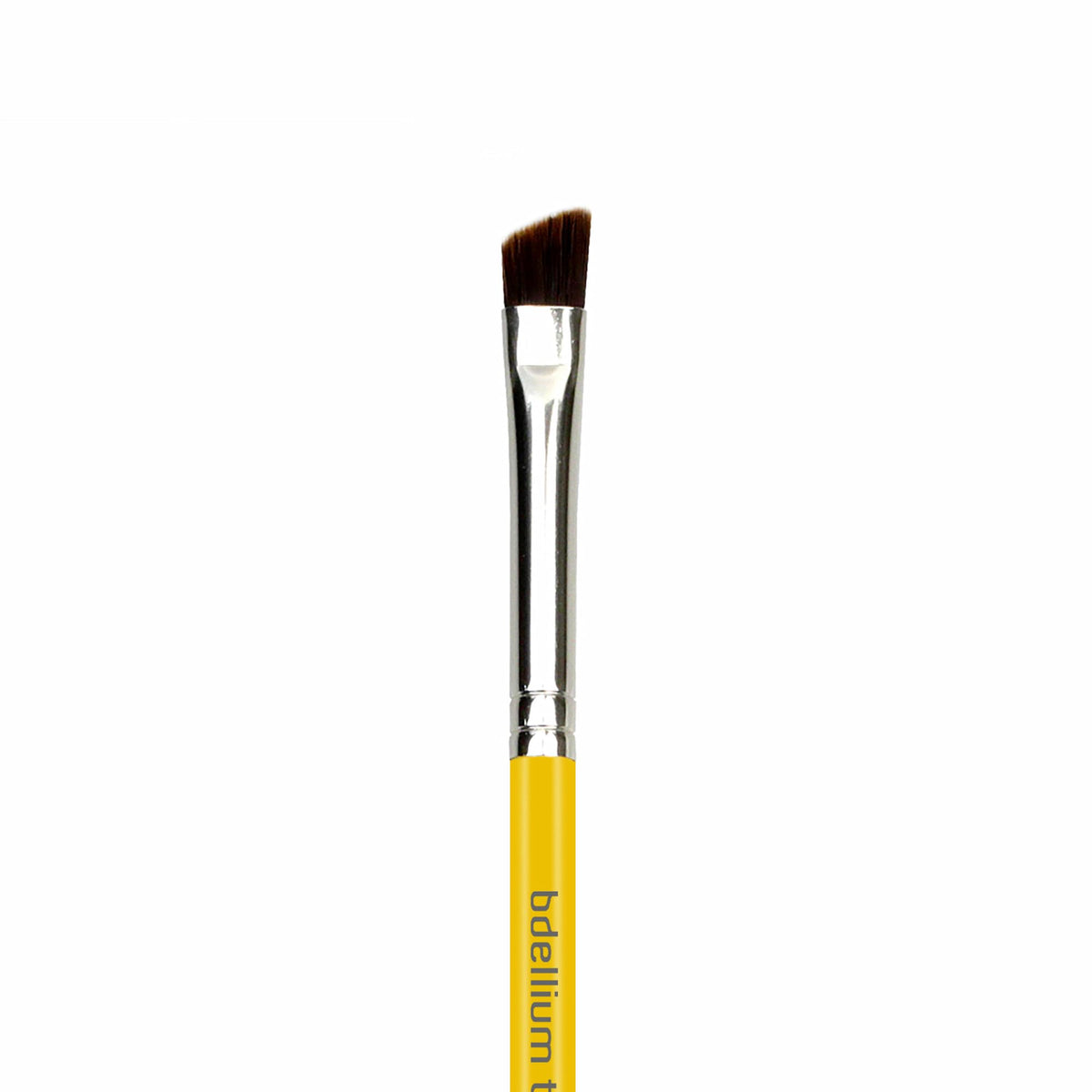 Bdellium Tools Professional Makeup Brush - Travel 763 Angled Brow - Short Wooden Handle for Convenient Travel, For Defining Eyebrows (Yellow, 1pc)