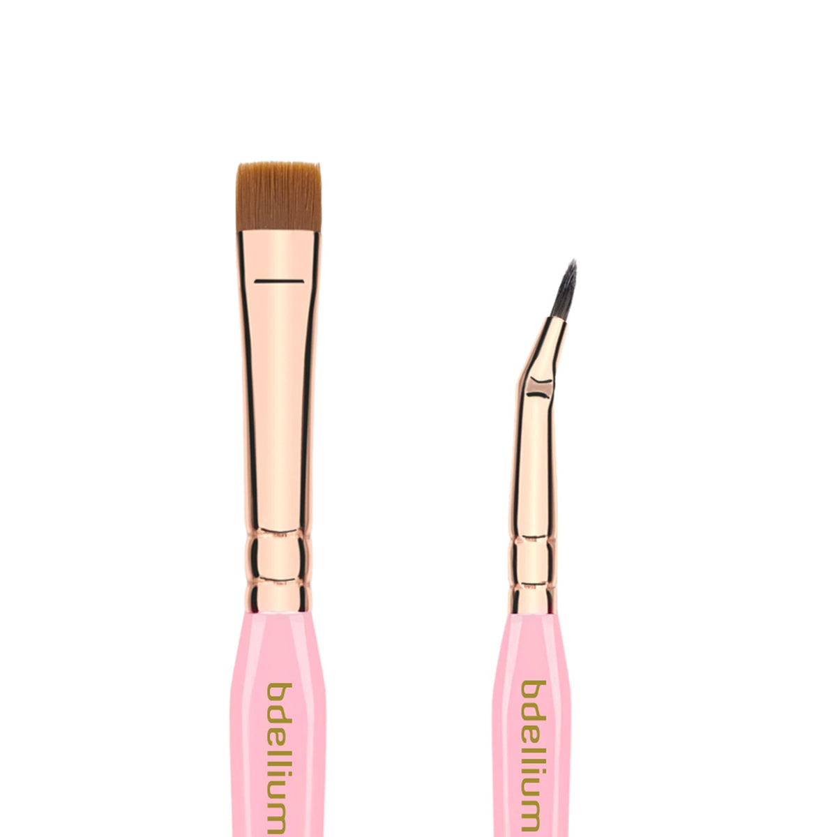 Bdellium Tools Pink Golden Triangle Eyes Makeup Brush Set - Versatile Eye Essential Brush Kit with Soft Synthetic Bristles and Rose Gold Brass Ferrule