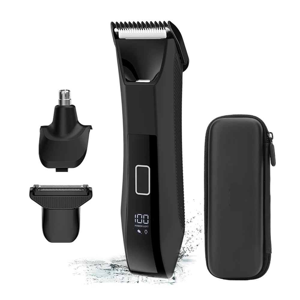 EWKYLSEM Men's 3-in-1 LCD Digital Body Hair Trimmer Automatic Shaver Powerful Clipper, Deep Cleaning Nose Beauty and Personal Care EWKYLSEM
