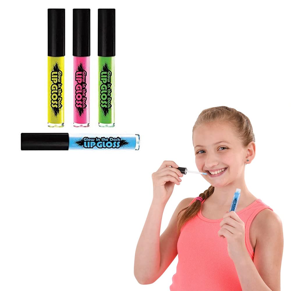 The Dreidel Company Glow in The Dark Lip Gloss, 4 Assorted Color Sticks, 4.25" Inches Beauty & Personal Care The Dreidel Company