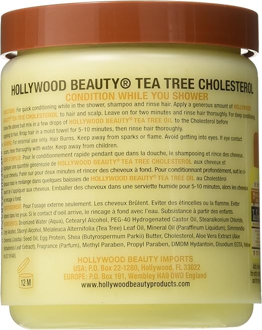 Hollywood Beauty Tea Tree Cholesterol With Shea Butter & Aloe, Green , 20 Oz Beauty & Personal Care Hollywood Beauty