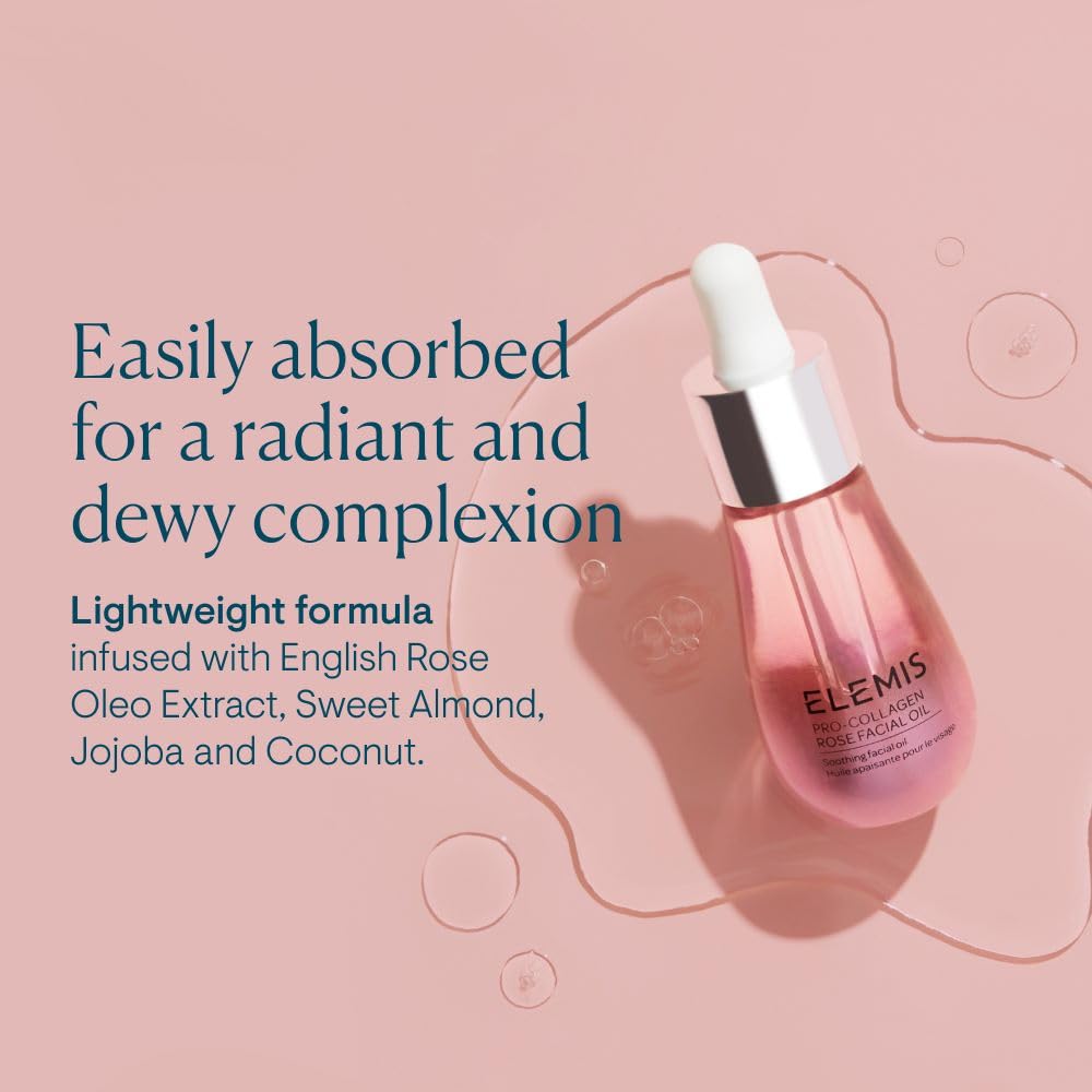 ELEMIS Pro-Collagen Rose Facial Oil Blend | Lightweight Daily Facial Oil Soothes, Nourishes, and Smoothes Skin for a Radiant, Fresh Complexion | 15 mL Beauty & Personal Care ELEMIS