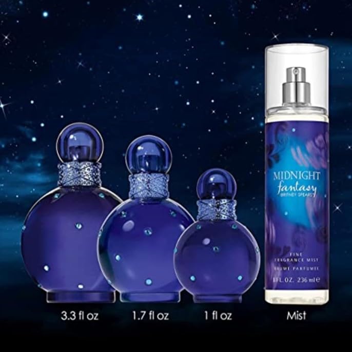 Britney Spears Midnight Fantasy, Eau De Parfum EDP Spray for Women, 3.3 Fl Oz