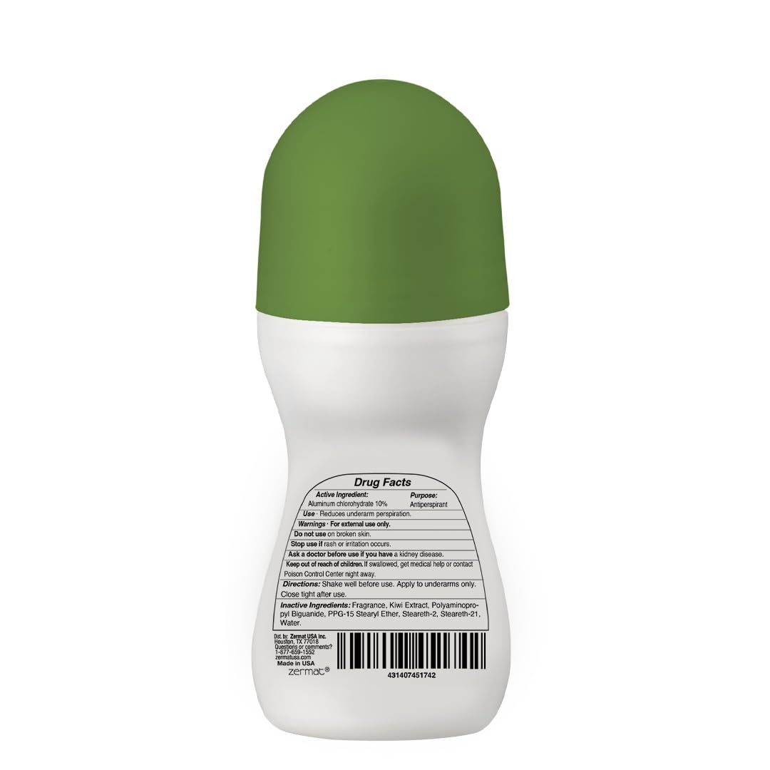 Zermat Kiwi, Kiwi Roll-On Deodorant Unisex, 24 h Antiperspirant, 2.5 Oz. Beauty and Personal Care Zermat