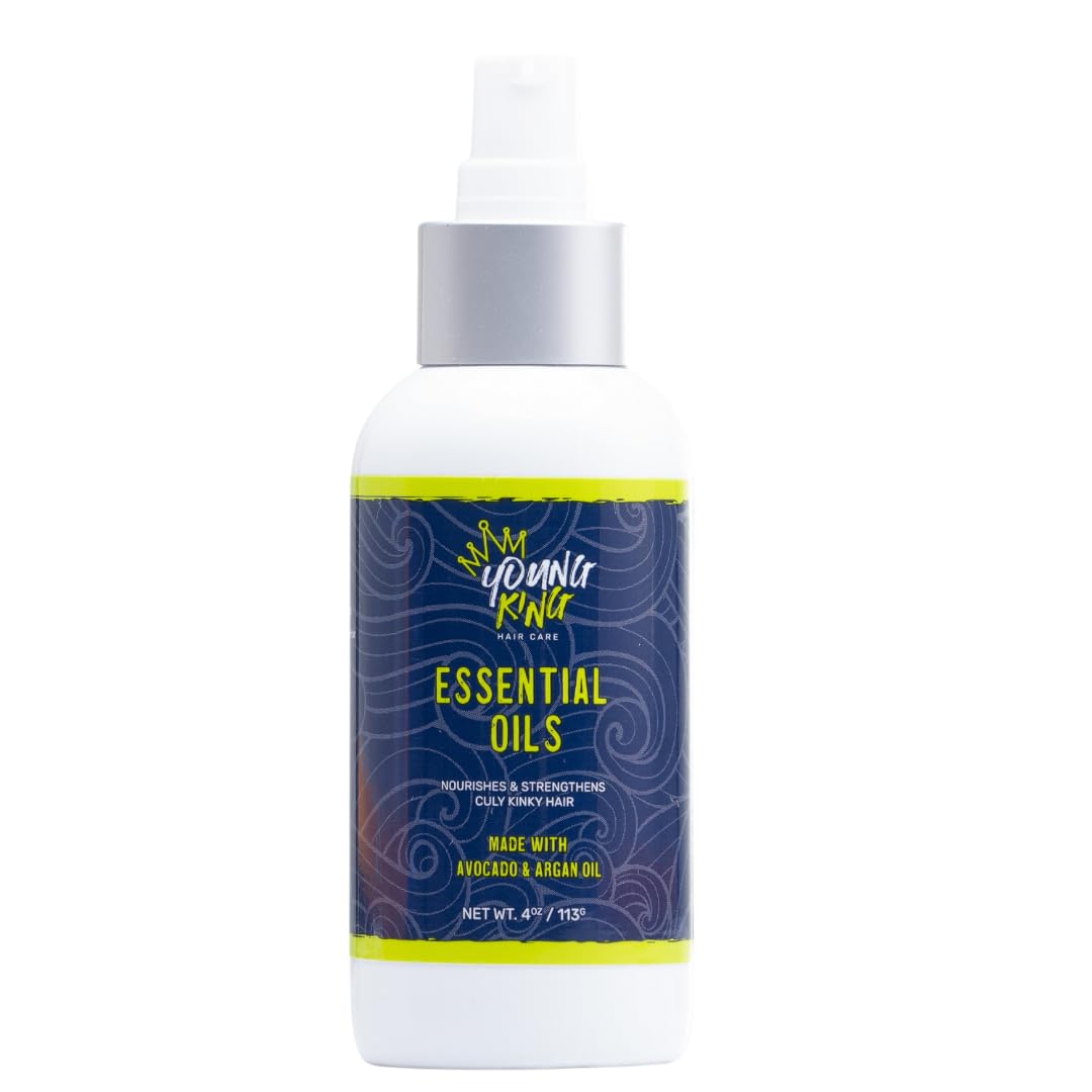 YOUNG KING HAIR CARE Kids Essential Oils For Boys | Nourish and Strengthen Natural Curls | Plant-Based and Harm-Free | 4 oz