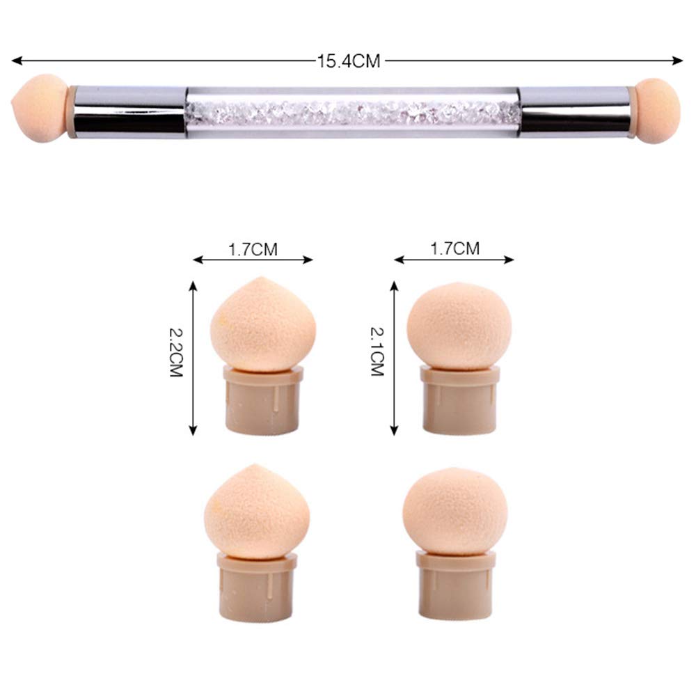 WOKOTO 3Pcs Ombre Nail Brush Set With 4 Replaceable Sponge Heads, Wooden Gel Builder Blending Nail Ombre Brush Double Head Nail Gradient Shading Beauty & Personal Care WOKOTO