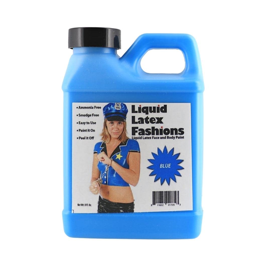 Blue 8 Oz - Liquid Latex Face and Body Paint, Blue Smurf Cosplay, Ideal for Halloween Costume, Parties, Theater, Special Effects! Beauty & Personal Care Liquid Latex Fashions