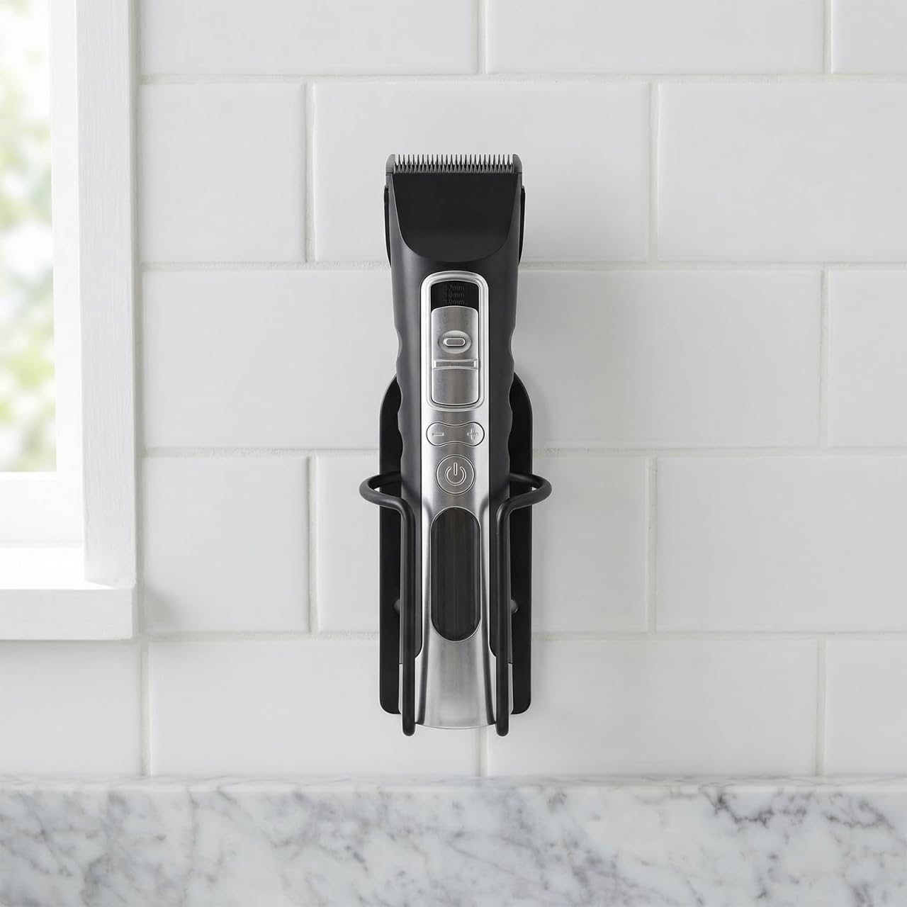 VOSAREA Wall Mount Hair Clipper Holder and Electric Shaver Holder, 4.96 Inch Stainless Steel Barber Station Organizer for Bathroom Salon (Black) Beauty and Personal Care VOSAREA