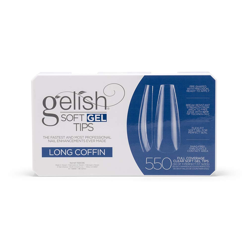 Gelish Soft Gel™ Tips Press on Nails Extension - Long Coffin, 550 Count