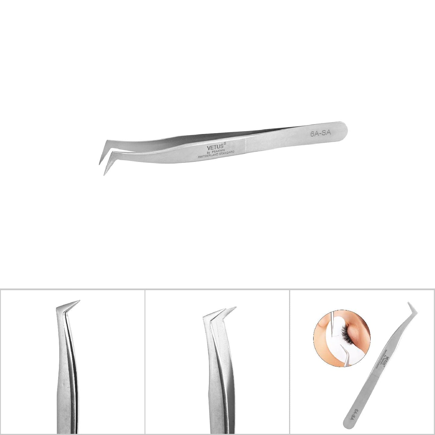 Silver Stainless Steel False Eyelash Extension Tweezers with Durable and Comfortable Handle, Eyelash Extension Tool for Extensions and Clamping Beauty and Personal Care Gavigain