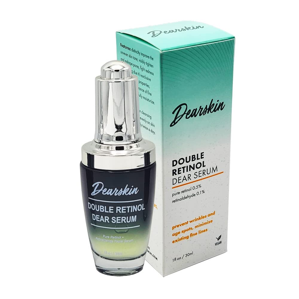 Retinol Serum Double Retinol Dear Serum by Dearskin Retinaldehide 0.1% plus Pure Retinol 0.5% Anti-Aging Powerful Anti-Wrinkle Repair Regenerating Beauty & Personal Care Dearskin