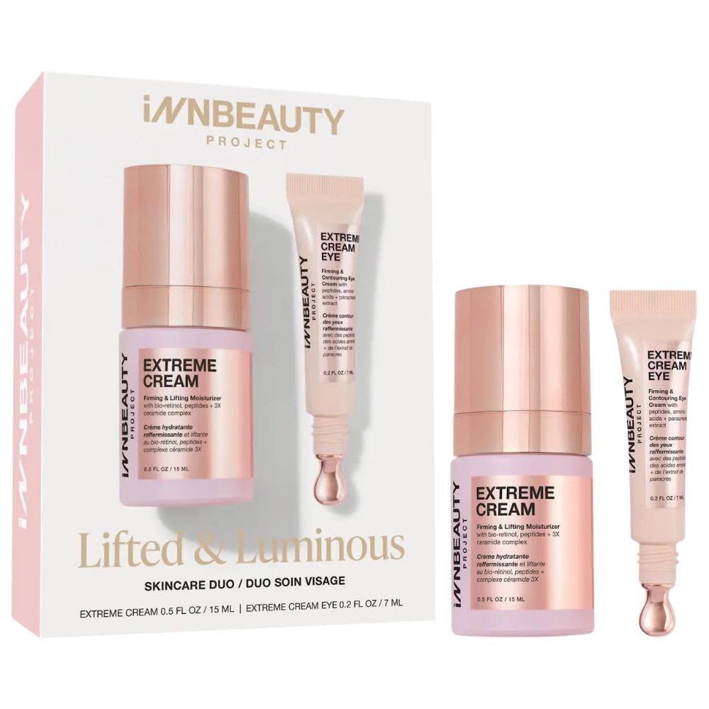 INNBEAUTY Project Lifted & Luminous Travel Skincare Holiday Gift Set - Extreme Cream & Extreme Cream Eye for Firming, Lifting, Hydrating