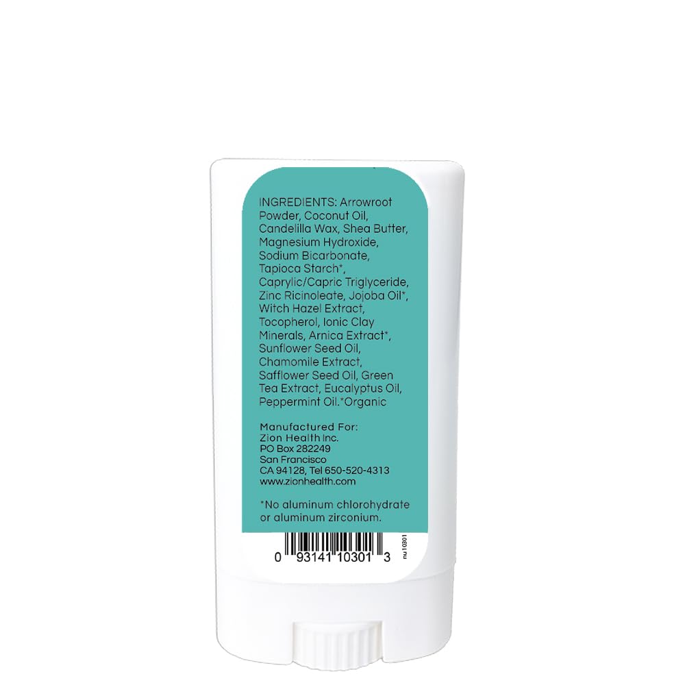 Clay Dry Bold Eucalyptus Mint Vegan Deodorant Zion Health 2.5 oz Stick Beauty and Personal Care Zion Health