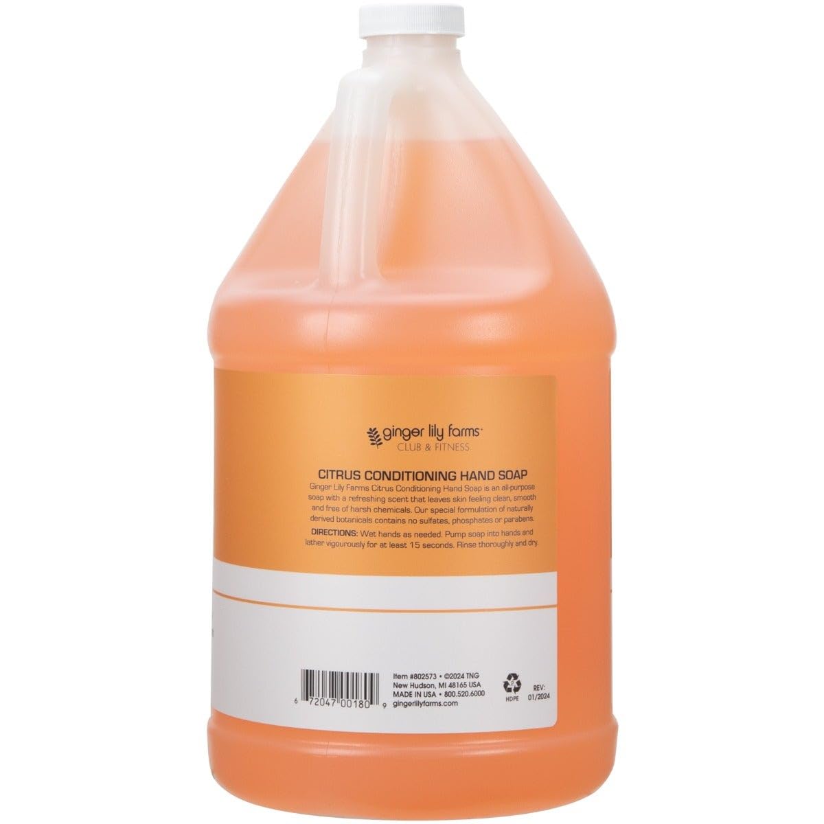 Ginger Lily Farms Club & Fitness Conditioning Liquid Hand Soap Refill, 100% Vegan & Cruelty-Free, Citrus Scent, 1 Gallon (128 fl oz) Beauty & Personal Care Ginger Lily Farms