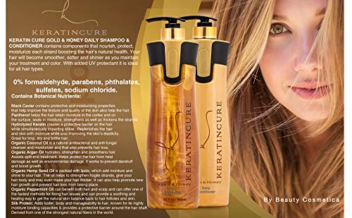 Keratin Cure Brazilian Gold and Honey daily use Shampoo Conditioner Set Bio with Argan oil SULFATE FREE protect Color Enhance Hair Growth (960ml/ 32 Beauty & Personal Care Keratin Cure