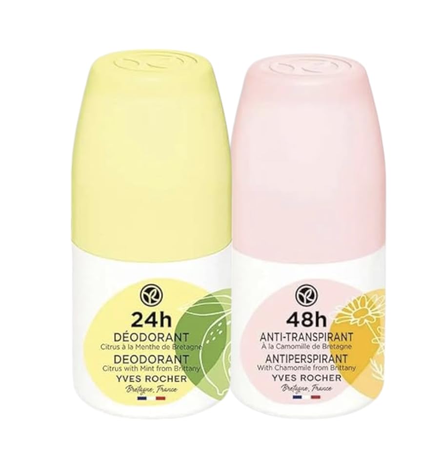 Yves Rocher 48H Antiperspirant Chamomile and Citrus with Mint from Brittany Set of 2 - Long-Lasting Freshness, No White Marks, Gentle on Skin - 50ml Beauty and Personal Care Yves Rocher