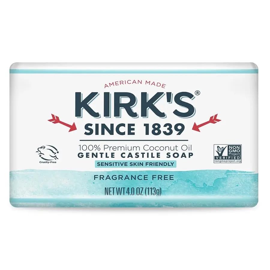 Kirk's 100% Premium Coconut Oil Castile Bar Soap, Lavender & Vanilla, 4 oz (113 g) Beauty & Personal Care Kirk's