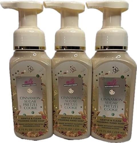 Bath and Body Works Cinnamon Sugar Pretzel Cookie Gentle Foaming Hand Soap Pack of 3 Beauty & Personal Care Bath & Body Works
