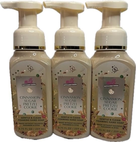 Bath and Body Works Cinnamon Sugar Pretzel Cookie Gentle Foaming Hand Soap Pack of 3 Beauty & Personal Care Bath & Body Works