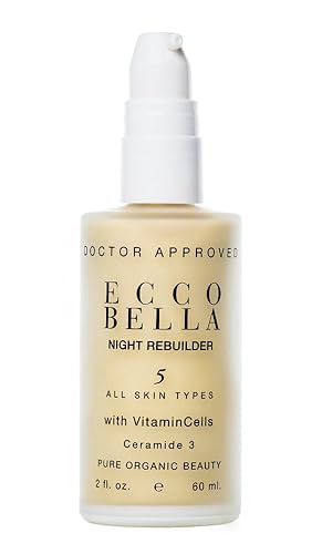 Ecco Bella Plant Based Rebuilder Night Cream - All Natural Anti-Aging Moisturizer for Face with Hyaluronic Acid, Vitamin C & Vitamin E - 2oz Beauty & Personal Care Ecco Bella
