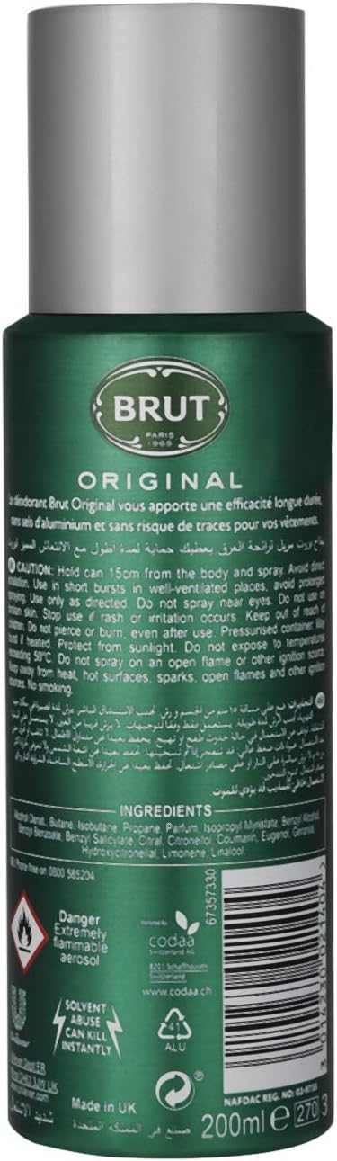Brut Deodorant Spray 200Ml Beauty and Personal Care Brut