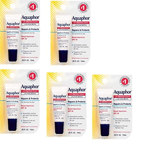 Aquaphor Lip Repair + Protect, Broad Spectrum SPF 30 0.35 oz (Pack of 5) Beauty and Personal Care Aquaphor
