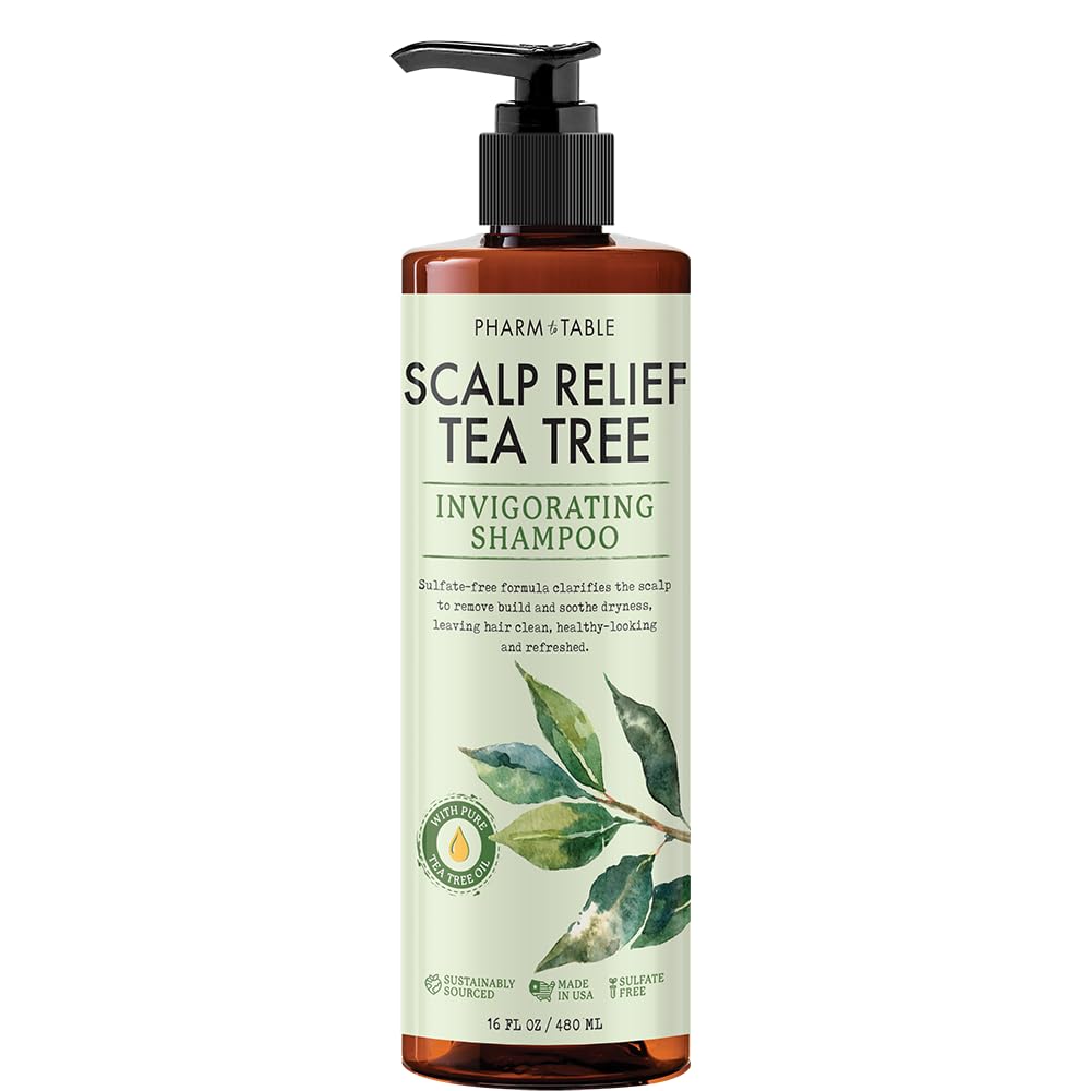 PHARM TO TABLE Tea Tree Shampoo For Men and Women - Infused with Tea Tree oil, Mint, Biotin and Vitamin E, 16.2oz Beauty & Personal Care PHARM TO TABLE