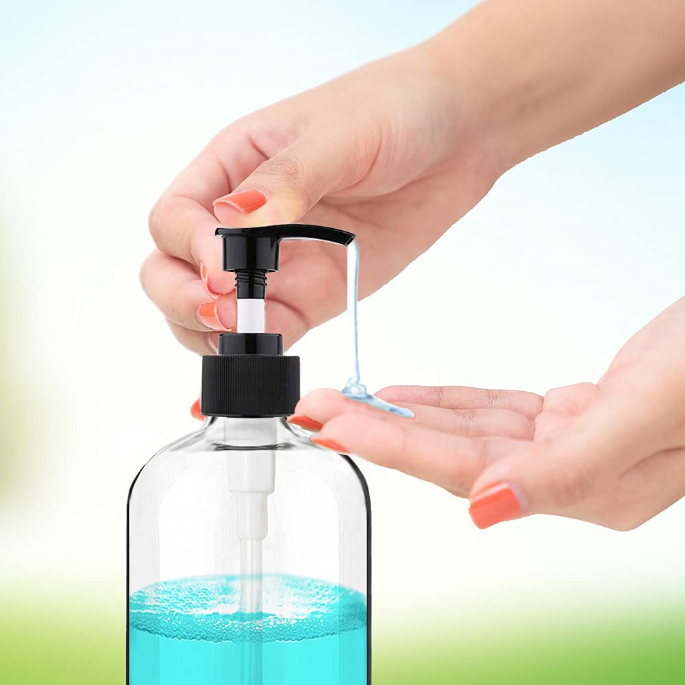 Empty Plastic Pump Bottles Dispenser 4 Pack 16oz/500ml Portable Clear BPA-Free Cylinder Shampoo Lotion Hand Pump Bottle Durable Refillable Containers Beauty and Personal Care Vioetry