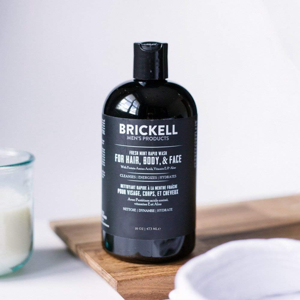 Brickell Men's Rapid Wash, 3 in 1 Body Wash Gel for Men, With Aloe, Vitamin E, and Jojoba Oil, 16 Ounce, Fresh Mint Scent Beauty & Personal Care Brickell Men's Products