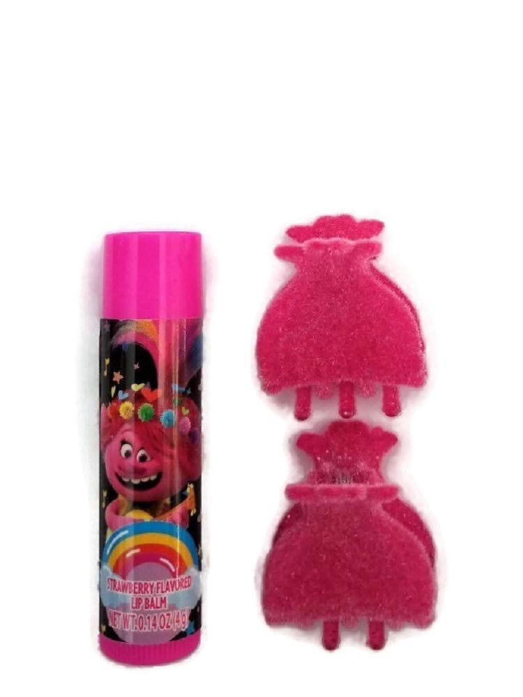 DREAMWORKS TROLLS Trolls World Tour Strawberry Flavored Lip Balm with 2 Hair Clips Beauty and Personal Care DREAMWORKS TROLLS