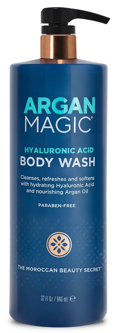 Argan Magic Hyaluronic Acid Body Wash - Cleanses, Refreshes & Softens with Hydrating Hyaluronic Acid and Nourishing Argan Oil | Paraben Free (32 Fl Beauty & Personal Care Argan Magic