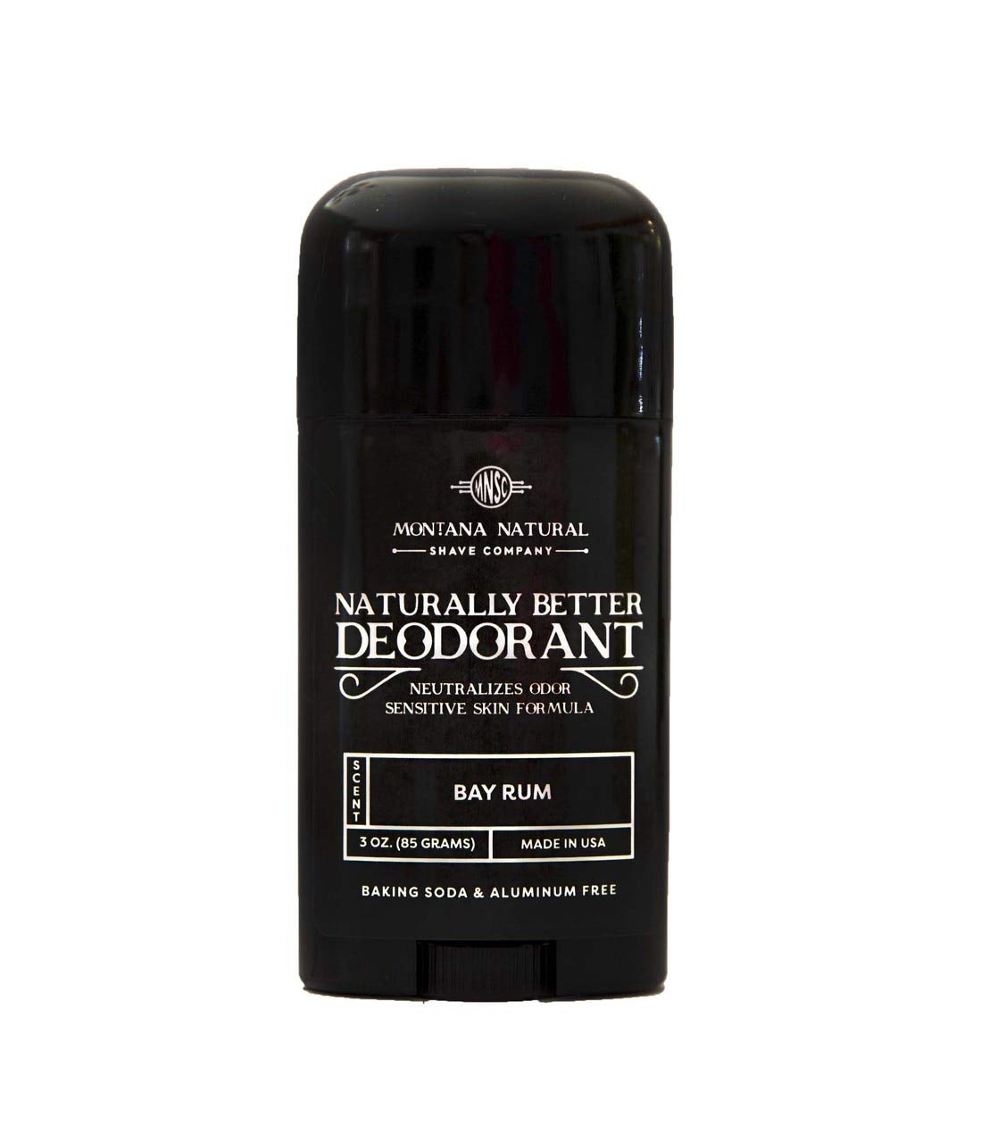 MNSC Bay Rum Naturally Better Deodorant - Magnesium and Activated Charcoal - Sensitive Skin Formula, Aluminum-Free, Baking Soda-Free, All-Natural Beauty and Personal Care Montana Natural Shave Company