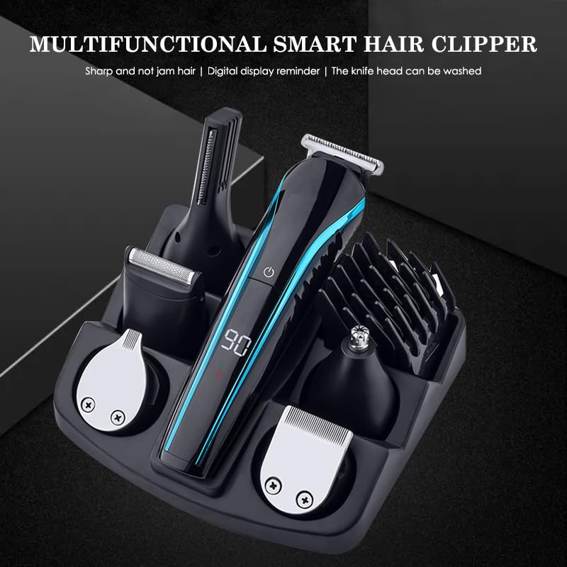 GLESVOWIO Hair Clippers for Men 6 in 1 Electric Trimmer Full Body Clipper Set USB Charging Nose Beard Cutter Machine Beauty and Personal Care GLESVOWIO
