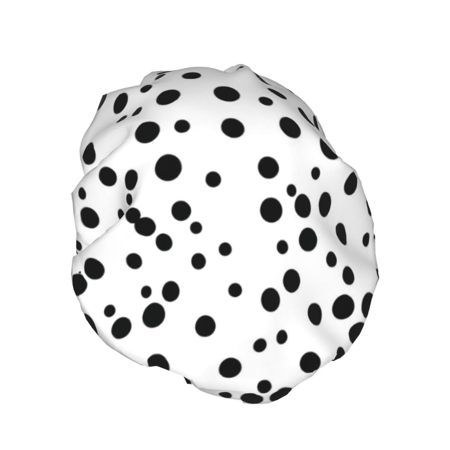 MYGANN Black And White Polka Dot Reusable Double Layer Waterproof Shower Cap With Elastic Cord For Home Cleaning Facial Care Shower Beauty and Personal Care MYGANN