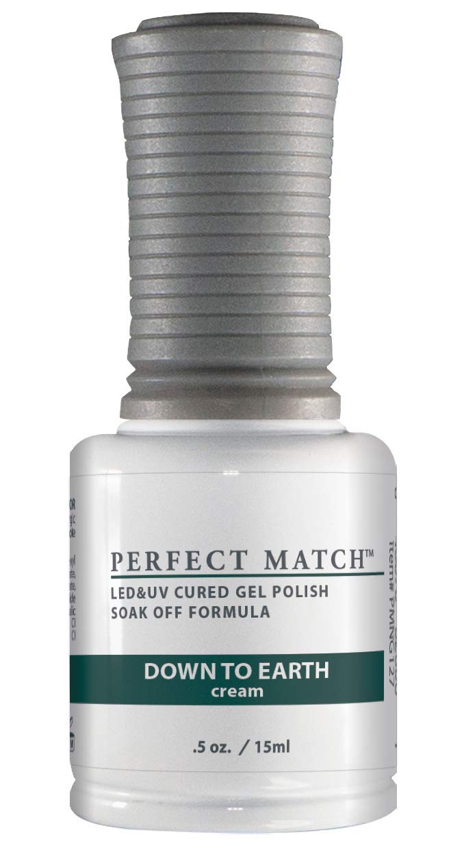 LeChat - Perfect Match Gel Polish - Down To Earth - Shadow Gray-Green with Cream Finish - (0.5 Ounce) - Easy Application - Soak Off Formula