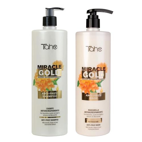 Tahe Miracle Gold For Frizz Control Kit - Shampoo 1000ml + Mask 1000ml Beauty & Personal Care Tahe