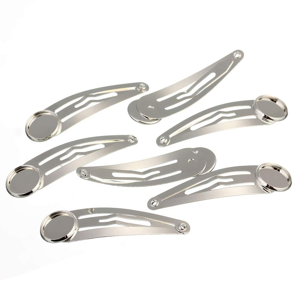 10 Pieces Metal Snap Hair Clips with Round Tray BB Hair Clips with Blanks Tray Non Slip Hair Barrettes with 12mm Round Tray for DIY Hair Accessories Beauty & Personal Care lasenersm