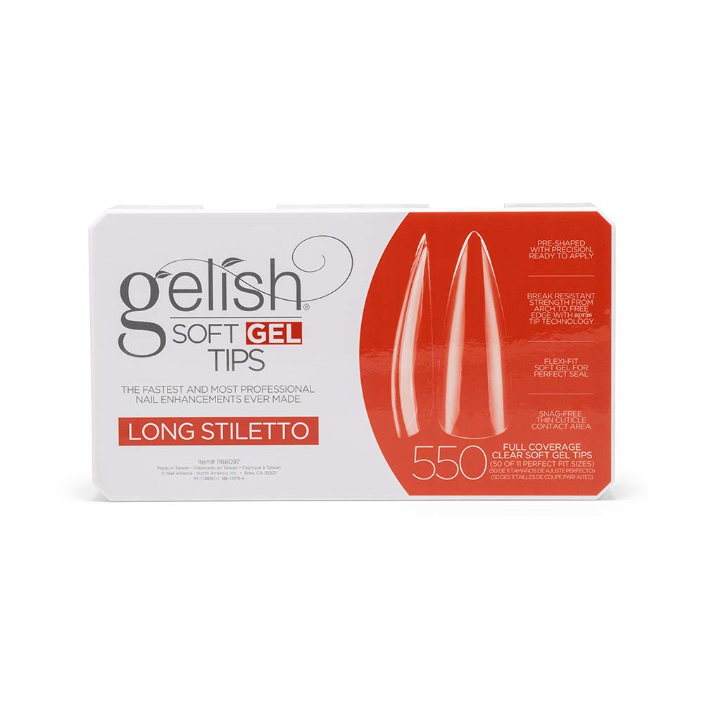 Gelish Soft Gel™ Tips Press on Nails Extension - Long Stiletto, 550 Count