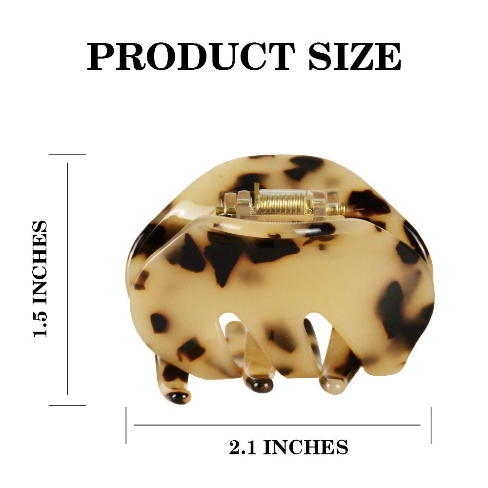 4 Pack 2.1 Inch Hair Claw Clips Tortoise Shell Cellulose Acetate Resin Hair Barrettes Medium French Design Hair Jaw Leopard Print Fashion Hair Styling Beauty & Personal Care BOUNIQ