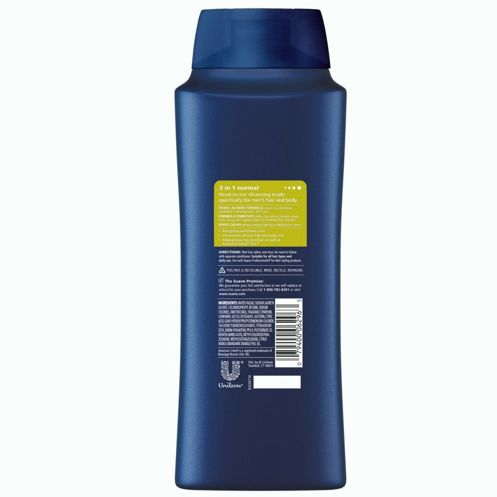 Suave 3 In 1 Mens Citrus Rush Shampoo Beauty & Personal Care Suave