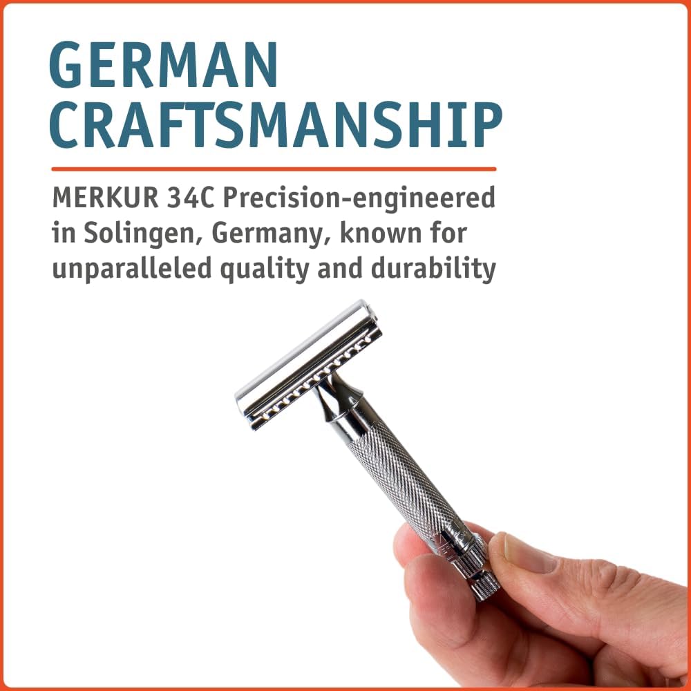 Merkur Mk34c Double Edge Razor with Heavy Duty Short Handle Beauty and Personal Care Merkur