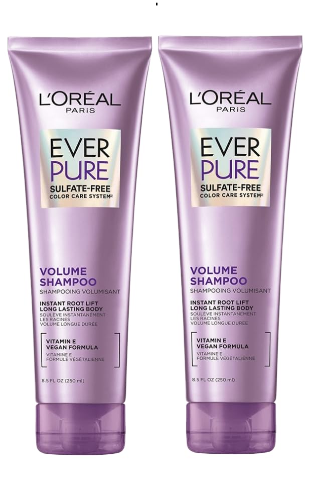 L'Oreal Paris EverPure Volume Sulfate Free Shampoo for Color-Treated Hair, Volume + Shine for Fine, Flat Hair, with Lotus Flower, 2 Count (8.5 Fl; Oz Beauty & Personal Care L'Oreal Paris