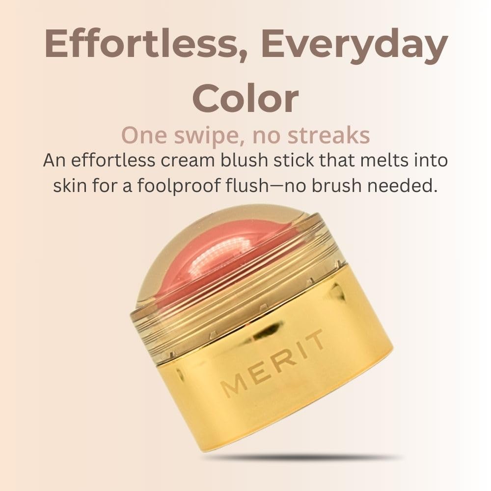 MERIT Flush Balm Cream Blush - Lusitano Soft Peach | Hydrating Radiant Cheek & Lip Tint Stick with Vitamin E | Lightweight, Buildable, Vegan &
