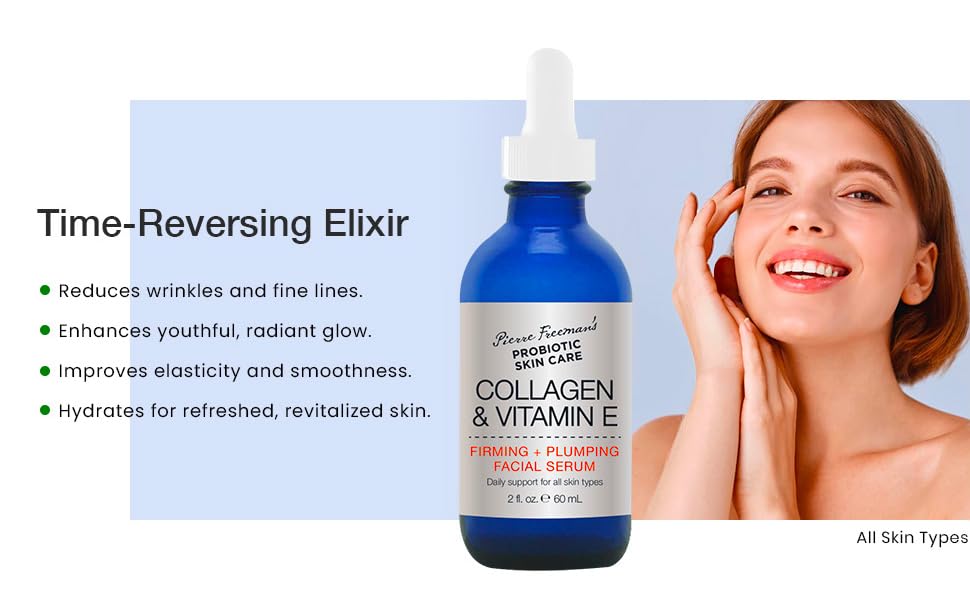 Pierre Freeman's Probiotic Skin Care Collagen & Vitamin E Firming & Plumping Facial Serum (2 oz) Beauty & Personal Care Pierre Freeman's Probiotic Skin Care
