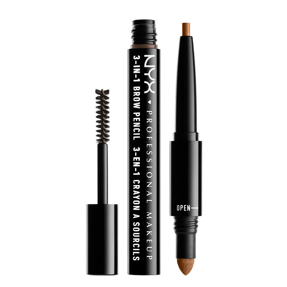 NYX PROFESSIONAL MAKEUP 3-In-1 Brow Pencil, Eyebrow Pencil - Caramel