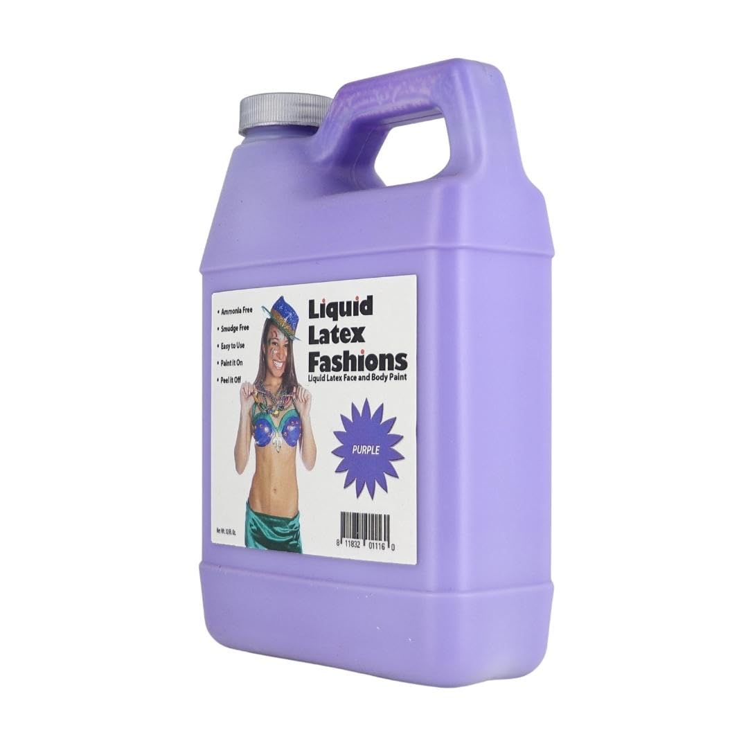 Purple 32 Oz - for Adults and Kids, Zombie Skin Makeup Paint, Ideal for Schools, Parties, Theater, Cosplays, Carnivals, Grimace, Thanos, Bonnie Purple Beauty & Personal Care Liquid Latex Fashions
