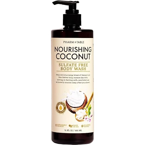 PHARM TO TABLE Nourishing Coconut Body Wash for Women and Men Softens and Soothes the Skin, Sulfate Free, 100% Cruelty Free, 480ml Beauty & Personal Care PHARM TO TABLE