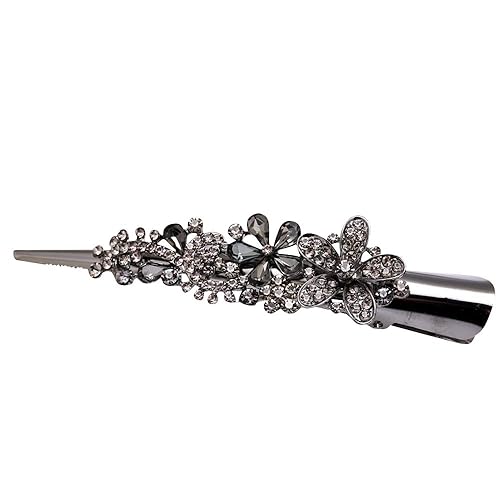 Large Double Row Teeth Metal Duck Bill Clips Hair Clips Rhinestone Flower Hair Barrettes with Teeth Hair Pins Hair Slide Stylish for Women Girl Hair Beauty & Personal Care DAONACO